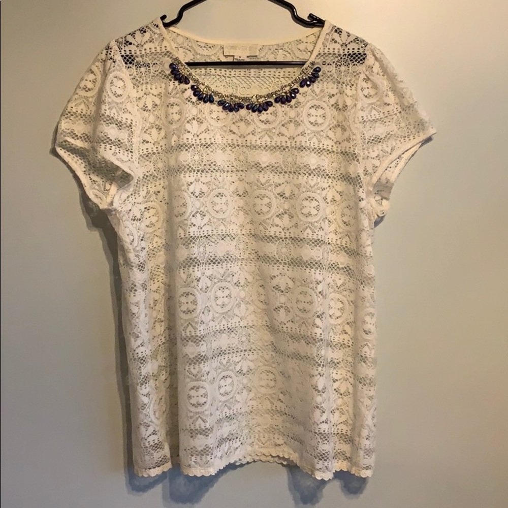 Lace Jeweled Top